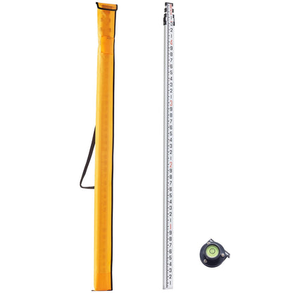 Aluminum Grade Rod 16-Feet/10ths Telescopic Measuring Double-Sided Scale 1/10ft Leveling Rod Stick