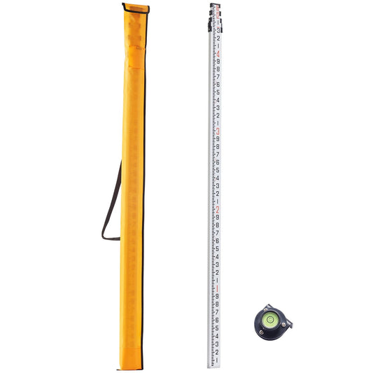 Aluminum Grade Rod 16-Feet/10ths Telescopic Measuring Double-Sided Scale 1/10ft Leveling Rod Stick