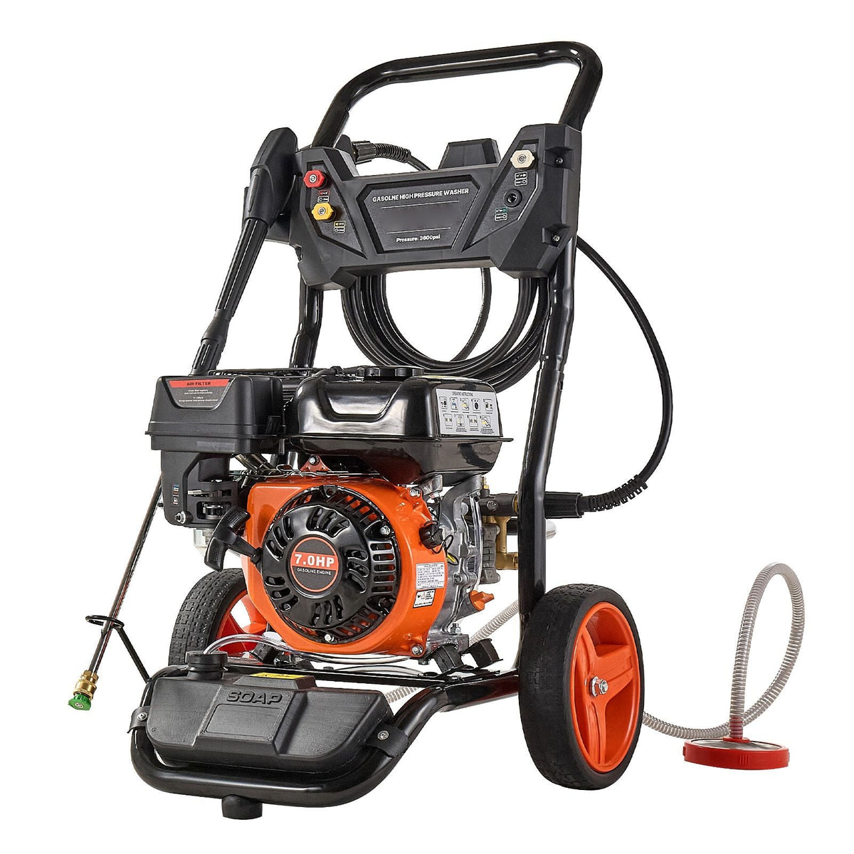 Gas Pressure Washer 3600 PSI and 2.6 Max GPM Pump Spray Gun and Wand 26 ft Hose