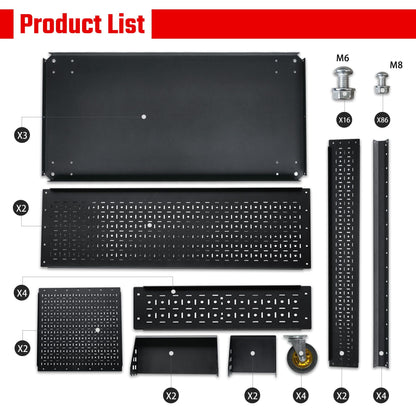 3-Tier Tool Cart With Steel Pegboard