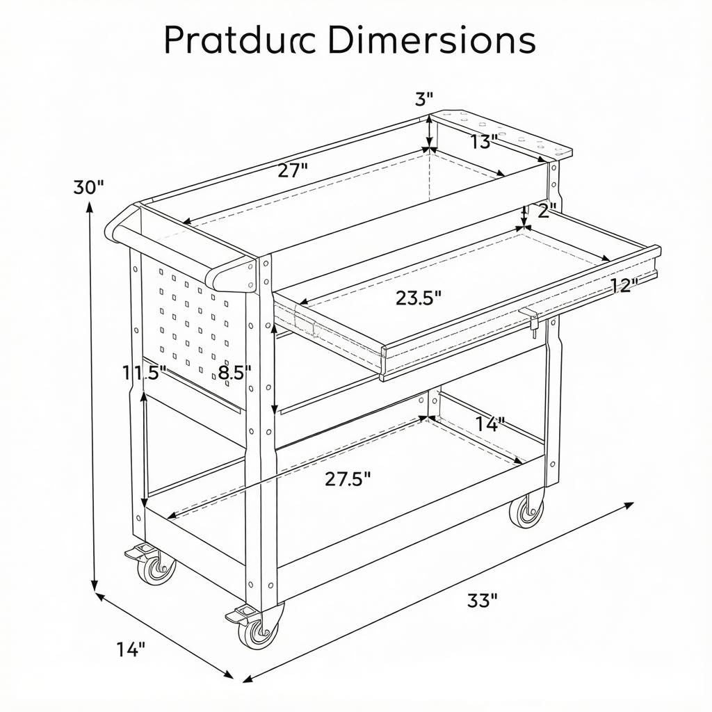 3 Tier Rolling Tool Cart Garage Workshop Lockable Drawer Storage Organizer Metal