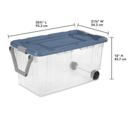 Extra Large Storage Bin 160 Quart Wheeled Clear Plastic Storage Container with Handle Pack of 2