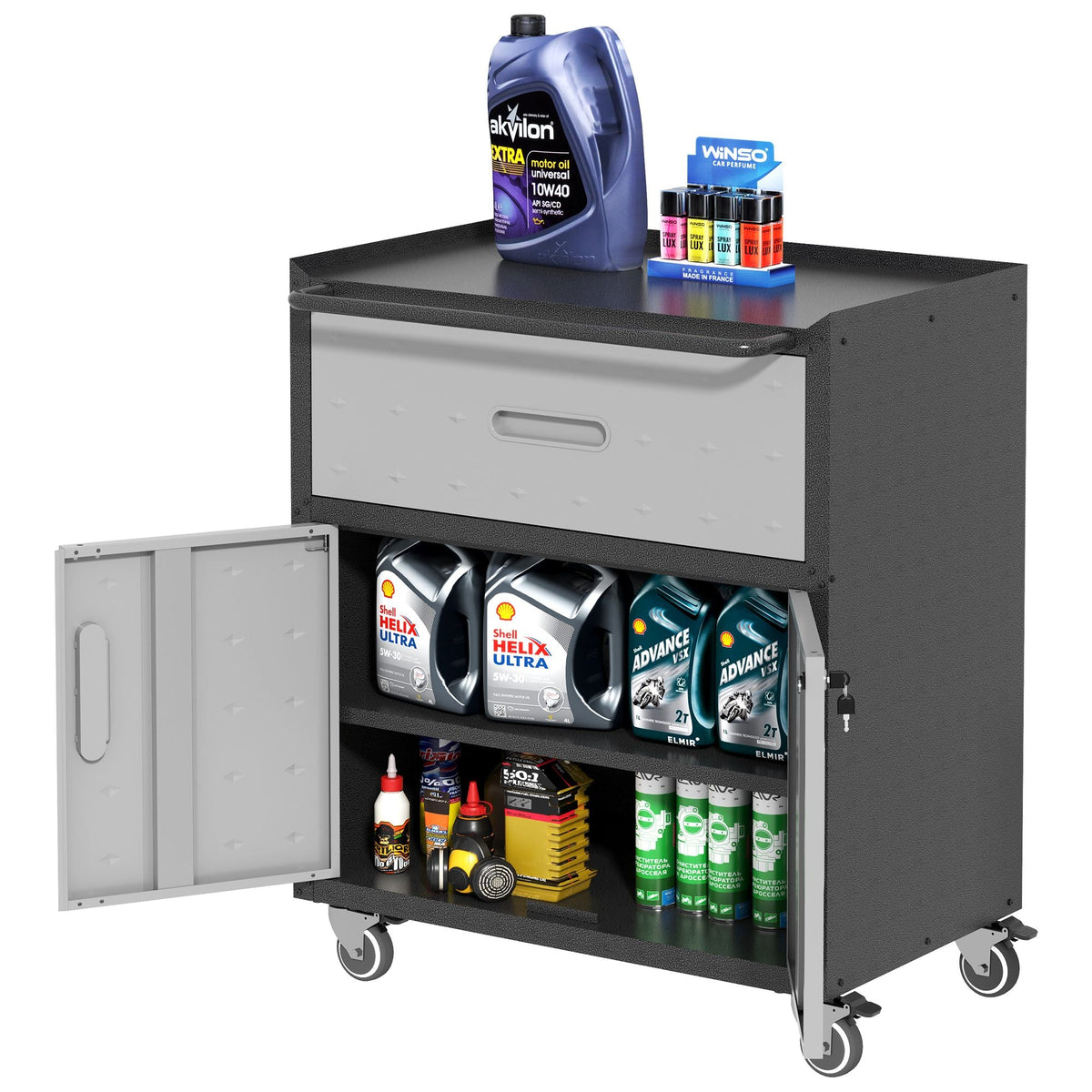 Metal Tool Cabinet for Garage with Wheels
