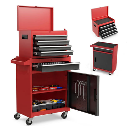 Tool Chest 5-Drawer Rolling Tool Storage Cabinet with Detachable Top Tool Box