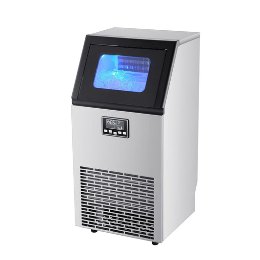 Commercial Ice Maker Machine 100lbs/24h with 28Lbs Storage Stainless Steel Freestanding & Under Counter Ice Maker