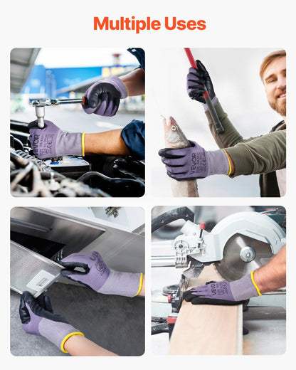 Work Gloves 12 Pairs Nitrile-Coated