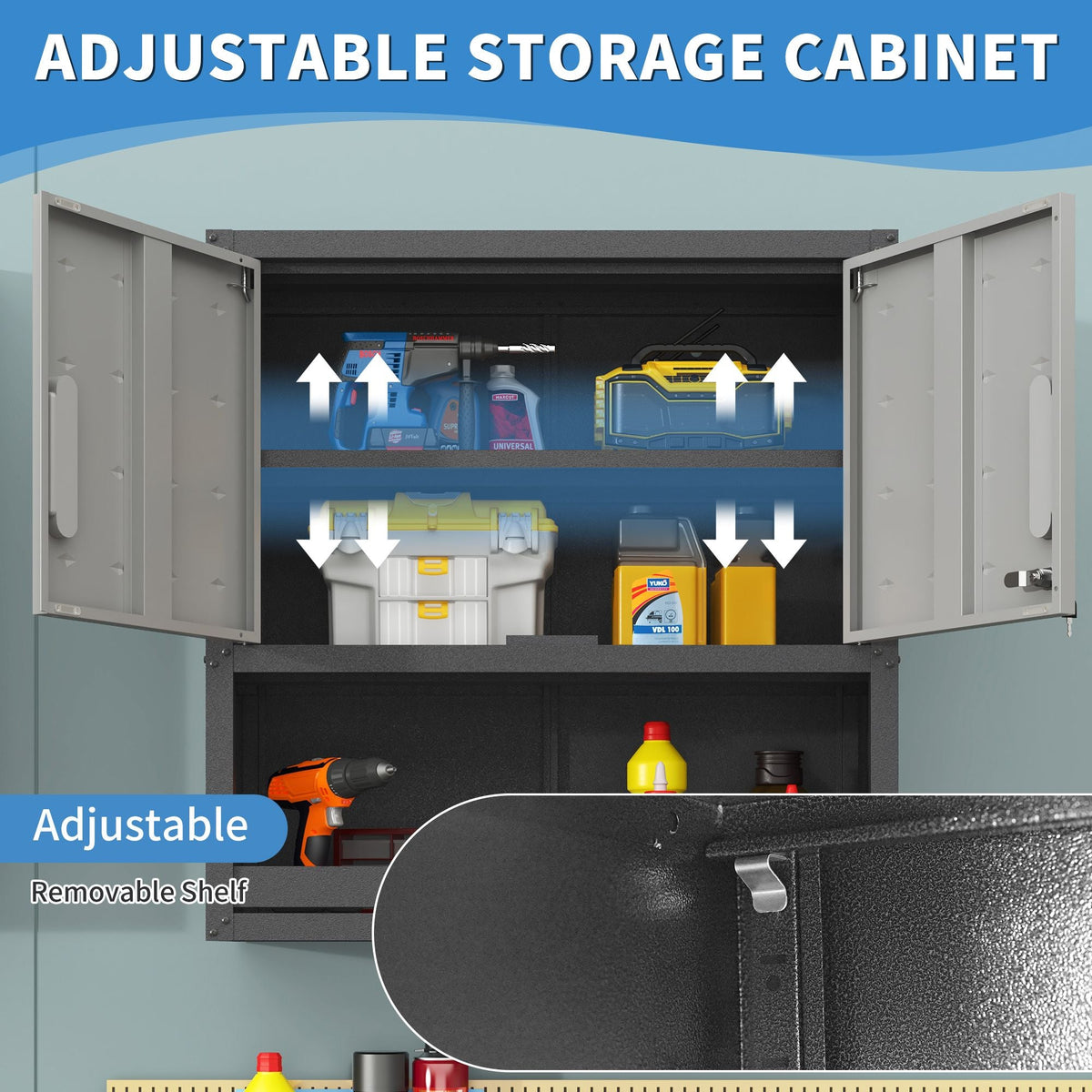 Metal Wall-Mounted Tool Storage Cabinet