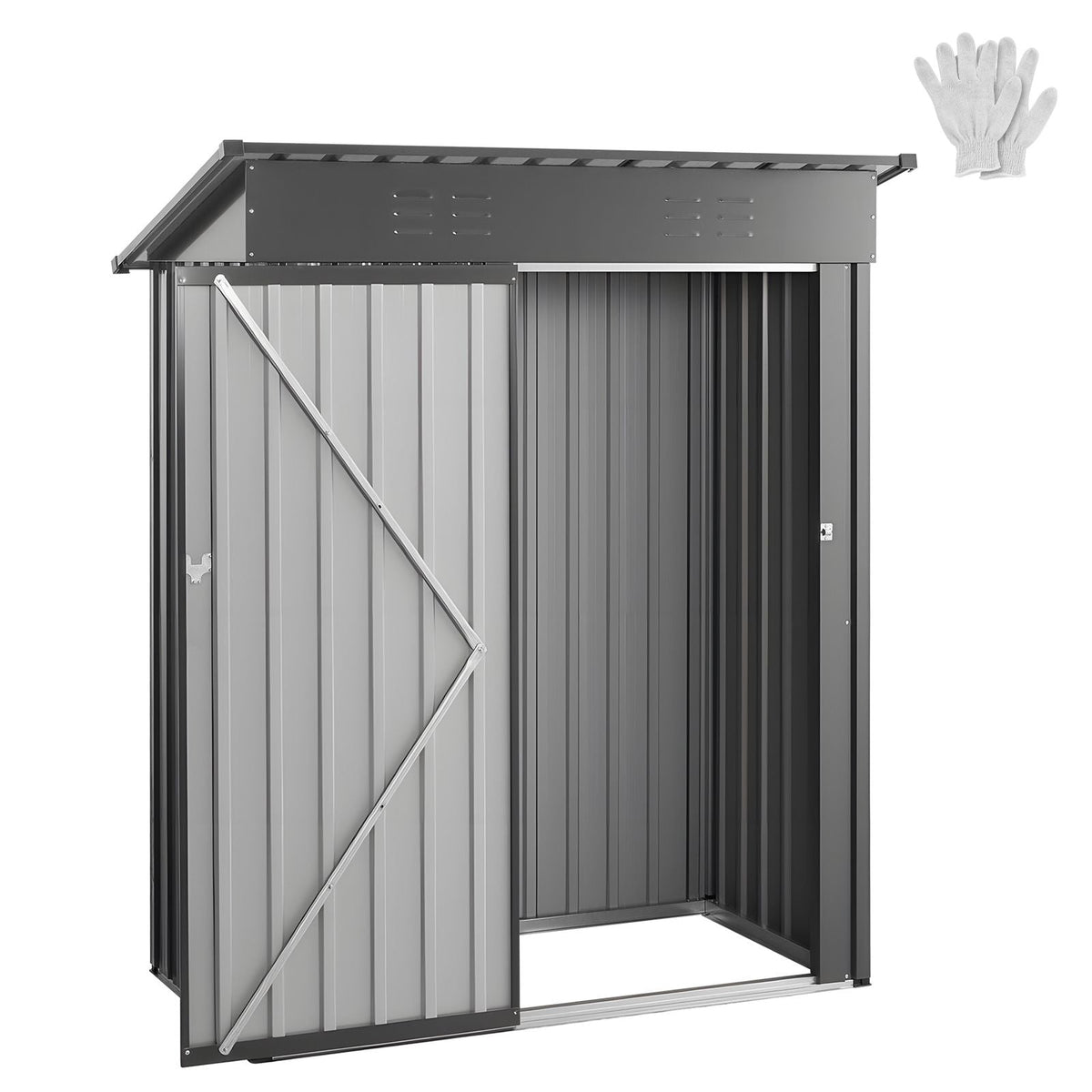 5 x 3 FT Metal Garden Shed Storage Building with Lockable Door & 2 Louver Vents