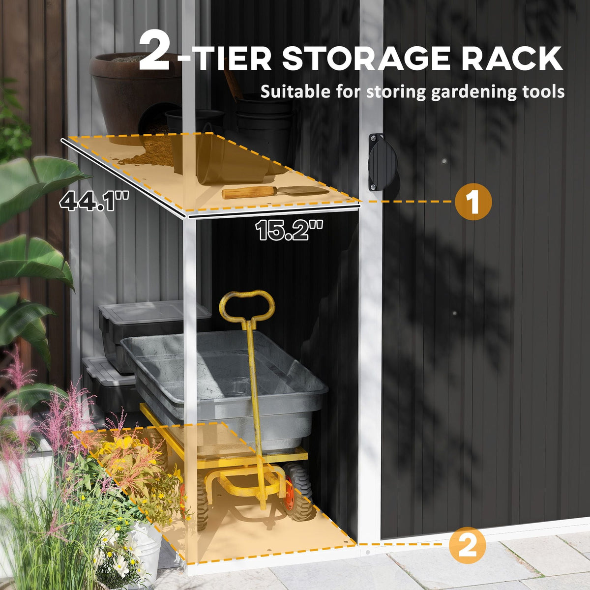 8 x 4ft Outdoor Garden Shed Metal Storage Shed with Air Vents and Lockable Door