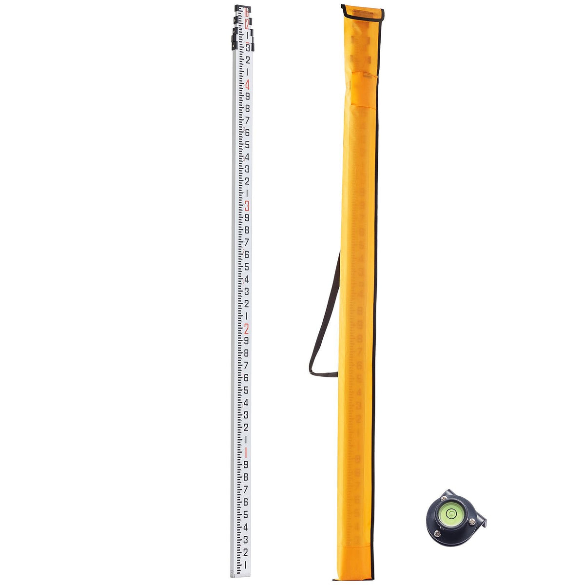 Aluminum Grade Rod 16-Feet/10ths Telescopic Measuring Double-Sided Scale 1/10ft Leveling Rod Stick