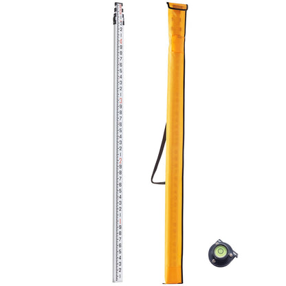 Aluminum Grade Rod 16-Feet/10ths Telescopic Measuring Double-Sided Scale 1/10ft Leveling Rod Stick