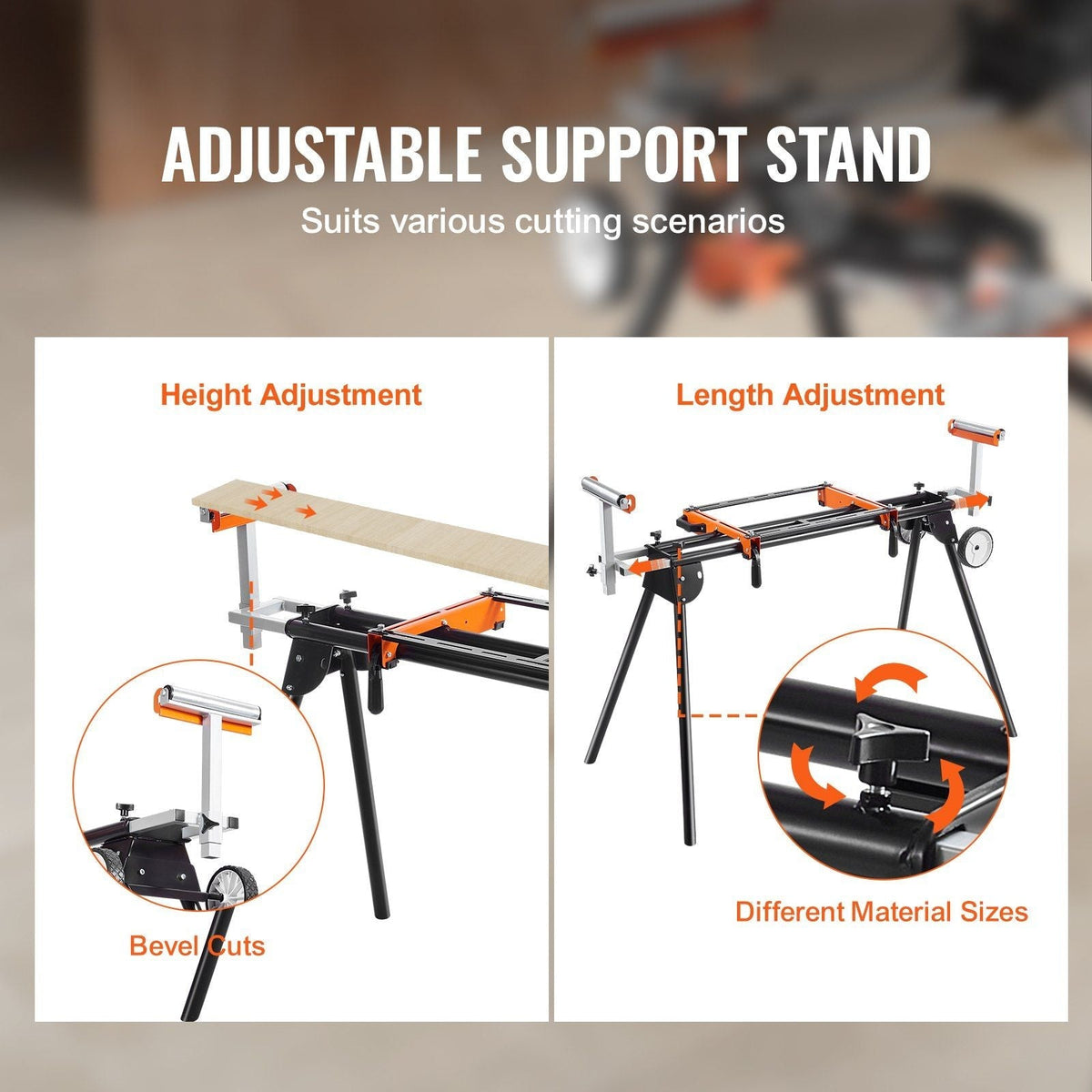 Miter Saw Stand 550lbs Load Capacity Steel Collapsible Stand