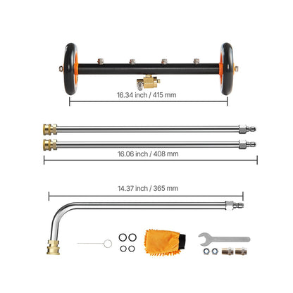 16" Pressure Washer Undercarriage Cleaner Stainless Steel Surface Cleaner for Pressure Washer 4000 Max PSI