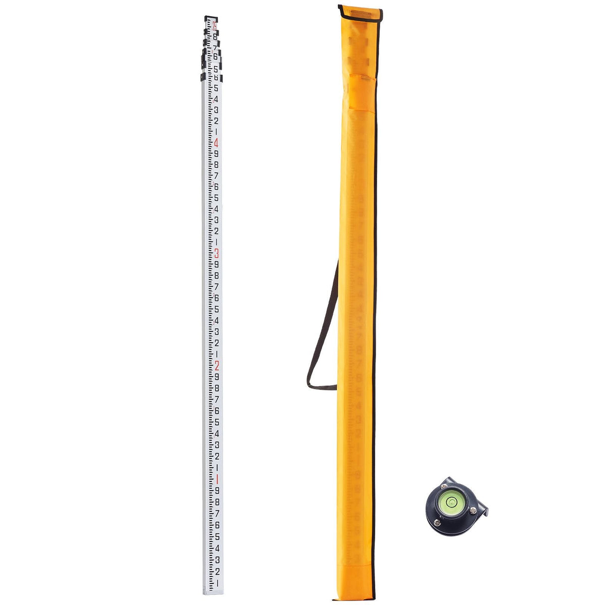 Aluminum Grade Rod 25-Feet/10ths Telescopic Measuring Double-Sided Scale 1/10ft Leveling Rod Stick