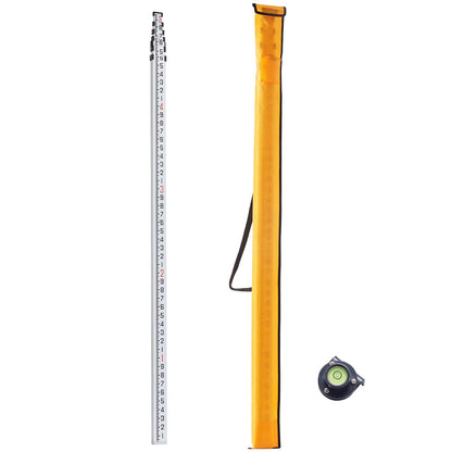 Aluminum Grade Rod 25-Feet/10ths Telescopic Measuring Double-Sided Scale 1/10ft Leveling Rod Stick