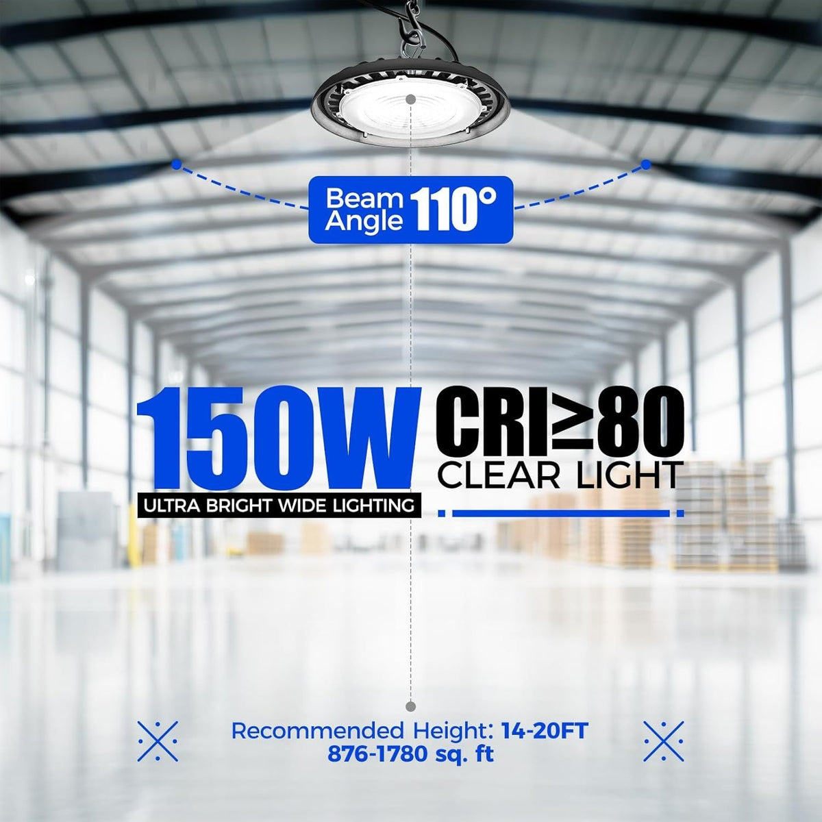 LED High Bay Light 150W 21000LM LED Shop Lights 5000K