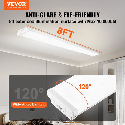 8FT LED Wraparound Light 110W 10,000LM Flush Mount LED Shop Light 4 Pack 6500K Daylight
