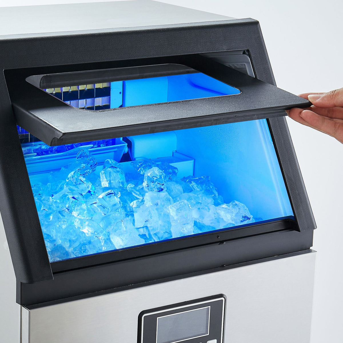 Commercial Ice Maker Machine 100lbs/24h with 28Lbs Storage Stainless Steel Freestanding & Under Counter Ice Maker