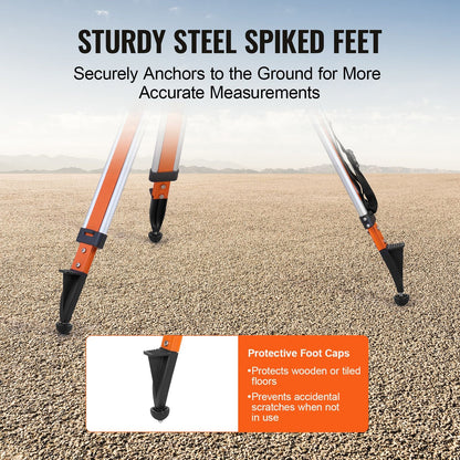 Laser Level Tripod Stand 5/8"-11 Thread Mount 45.07-114.37 in Adjustment Heavy Duty Survey Tripod with Level Bubble & Diffusion Limiter
