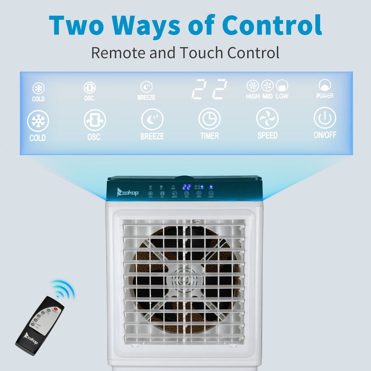 3 in 1 Portable Evaporative Cooler 2353CFM Personal Air Cooler with remote 7.93 Gal Water Tank
