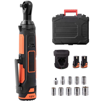 3/8" Cordless Electric Ratchet Wrench Set 12V Tool Kit