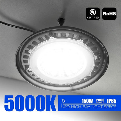 LED High Bay Light 150W 21000LM LED Shop Lights 5000K
