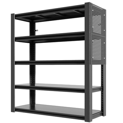 72"H 5-Tier Adjustable Heavy-Duty Shelving with Pegboard Industrial Storage Rack for Garage 23.6"D x 47.2"W x 72"H