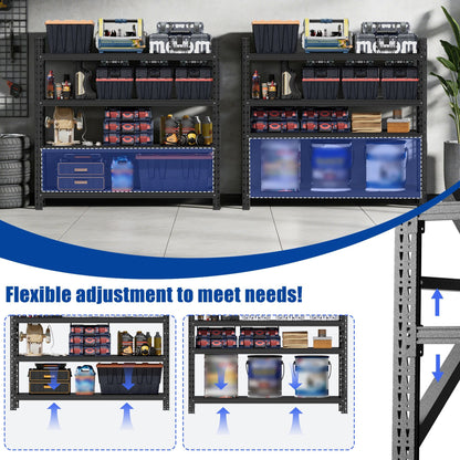 5000 lbs Heavy Duty Garage Shelving 4-Shelf Adjustable Metal Storage Unit (63"H x 67"W x 23.7"D) Industrial Shelving