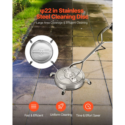 22" Pressure Washer Surface Cleaner Stainless Steel Pressure Washer 4500 Max PSI