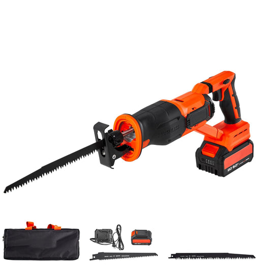 Cordless Reciprocating Saw 20V Variable Speed Reciprocating Saw with Battery, Charger, 8 Blades, and Carrying Bag