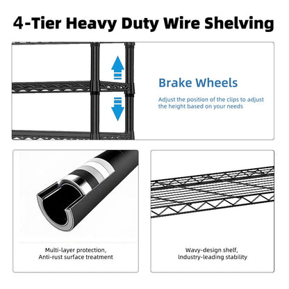 1000 lbs Storage Shelving Steel Heavy Duty 4-Tier Steel Organizer