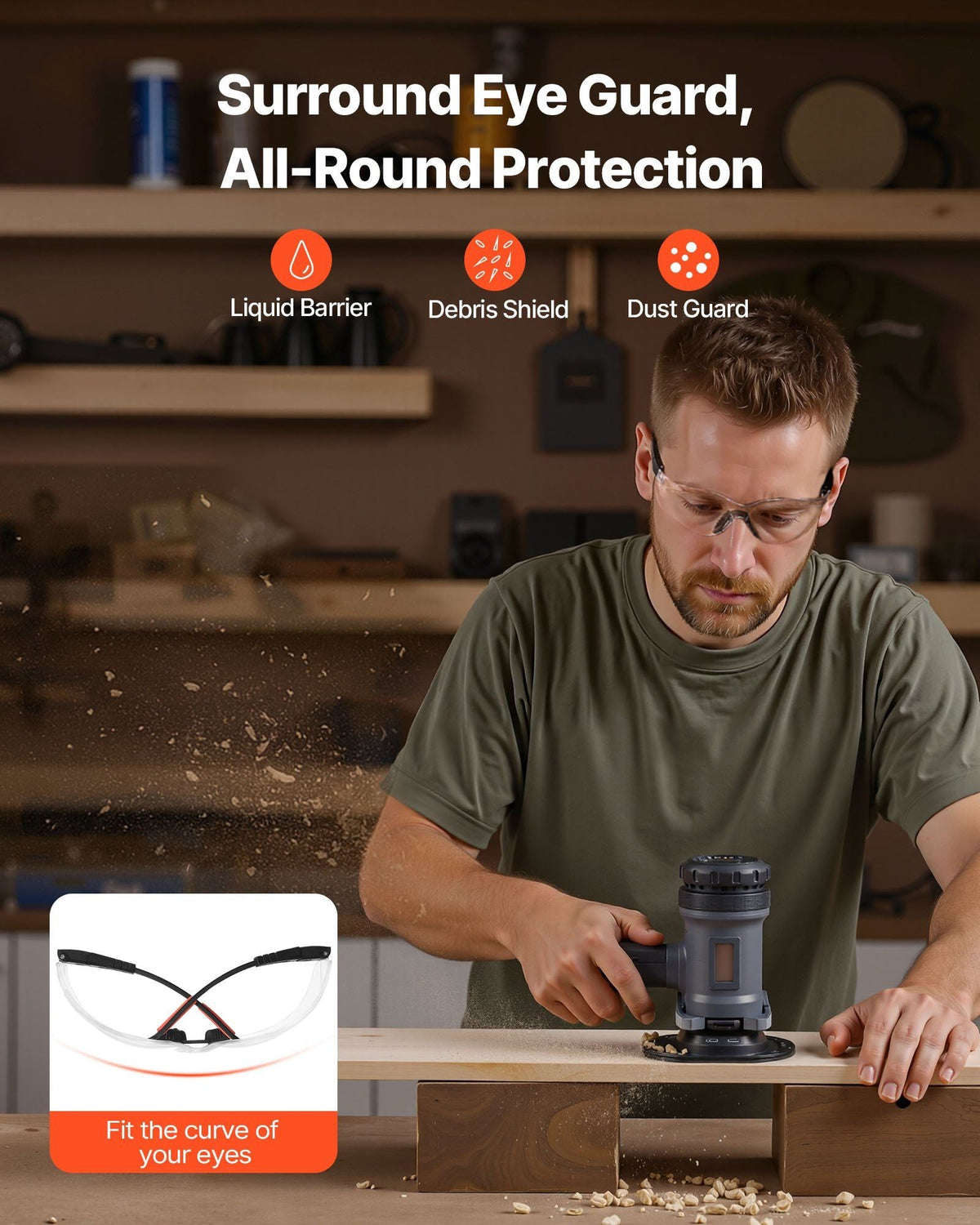 Safety Glasses Anti-Fog and Scratch-Resistant Clear Lens