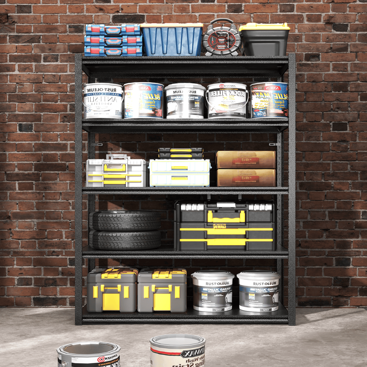 78"H 5 Tier Metal Shelves for Storage Garage Shelving 2000LBS 47.2"W*18"D*78"H,Black
