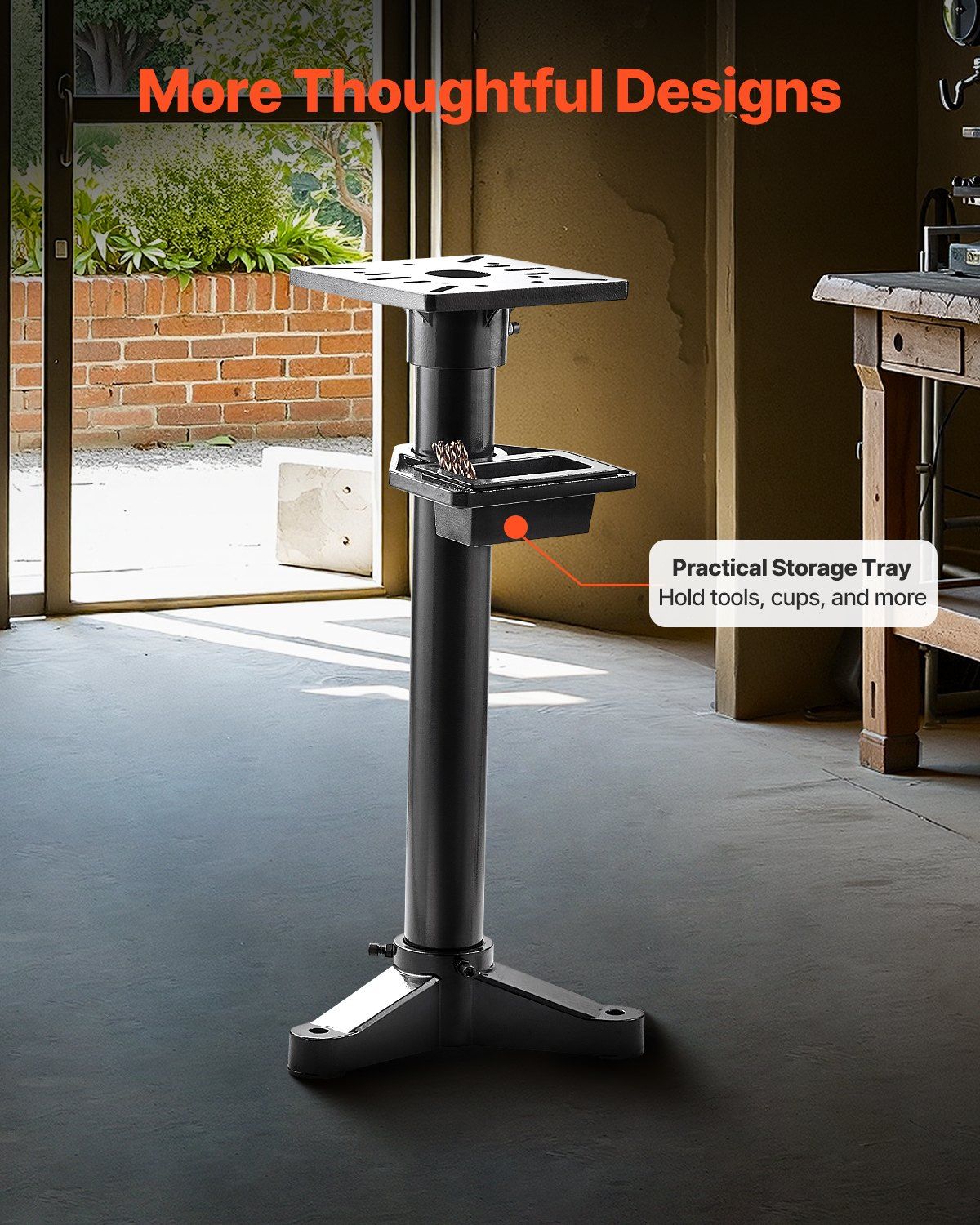 Heavy-Duty Bench Grinder Pedestal with 10.6" x 10.6" Mounting Plate