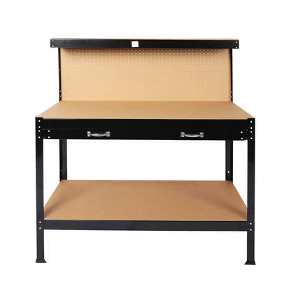 Tool Workbench with Drawers and Pegboard 63"