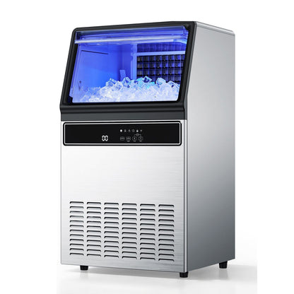 Commercial Ice Maker Machine with Pump 130Lbs/24H with 33Lbs Storage Freestanding & Under Counter Ice Maker