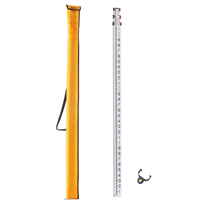 Aluminum Grade Rod 9-Feet/10ths Telescopic Measuring Double-Sided 1/10ft Leveling Rod Stick