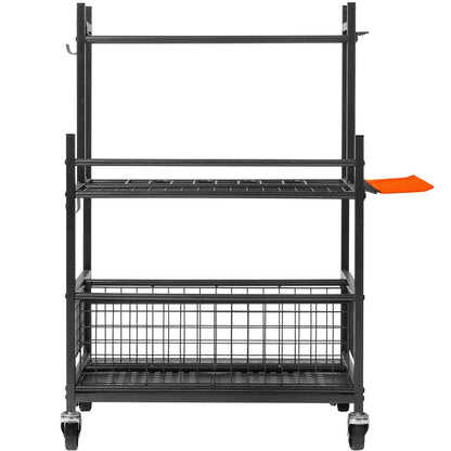 Garden Tool Organizer 16 Slots with Hooks with Wheels for Garage Organization and Storage
