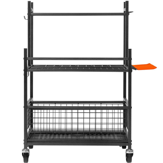 Garden Tool Organizer 16 Slots with Hooks with Wheels for Garage Organization and Storage