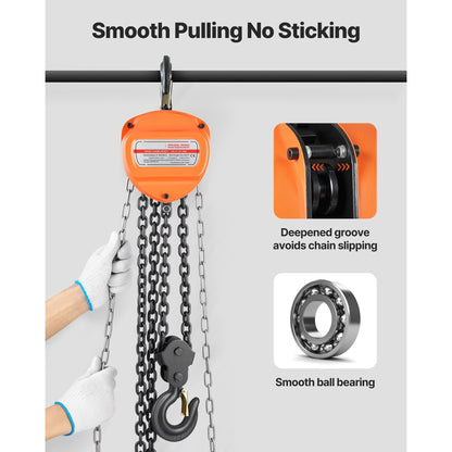 Heavy Duty Hand Chain Hoist 3 Ton 6600 lbs Capacity with Upgraded G80 Galvanized Chain 20 ft Lifting Height