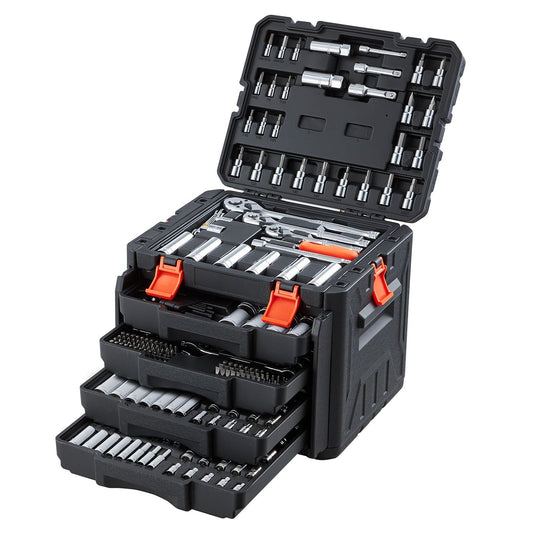 297-Piece Mechanic Tool Kit 1/4 in, 3/8 in, and 1/2 in Drive SAE and Metric Socket Set