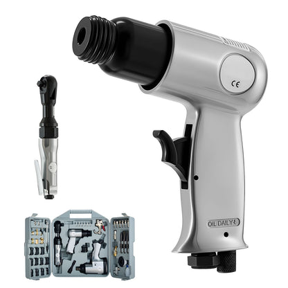 50 Pieces Pro Air Tool and Accessories Kit 1/2" Air Impact Wrench 3/8" Ratchet Wrench 4500BPM Air Hammer