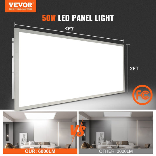 1 Pack 2x4 FT LED Flat Panel Light 6000LM 50W Ceiling Light Fixture with Adjustable Color