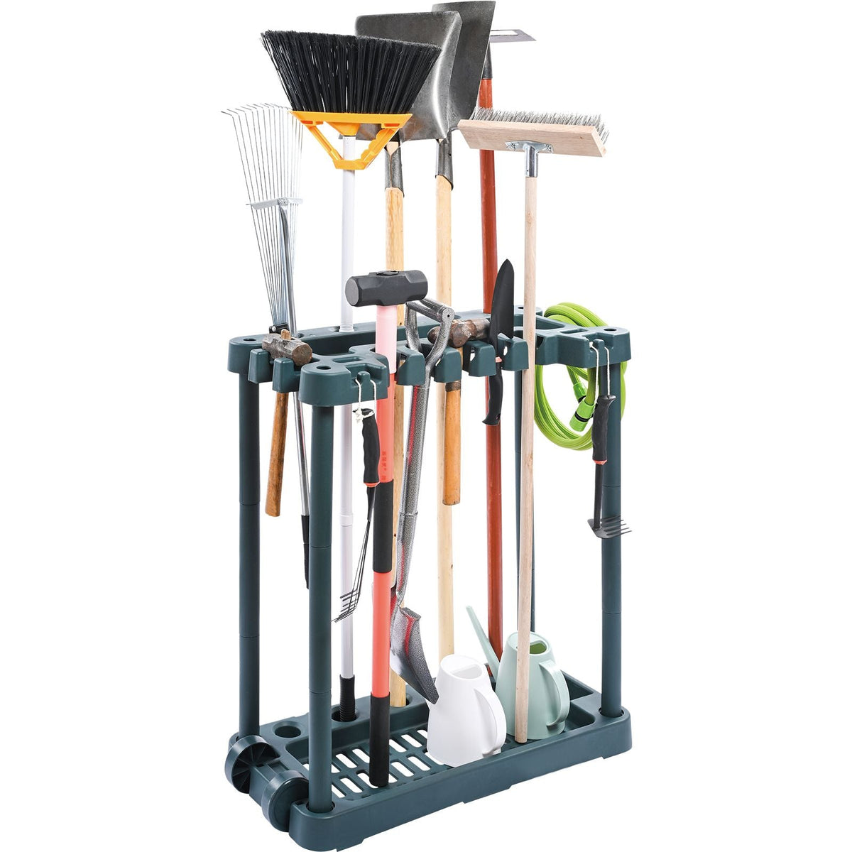 Garden Tool Organizer 10 Slots Yard Tool Rack for Garage Organization and Storage