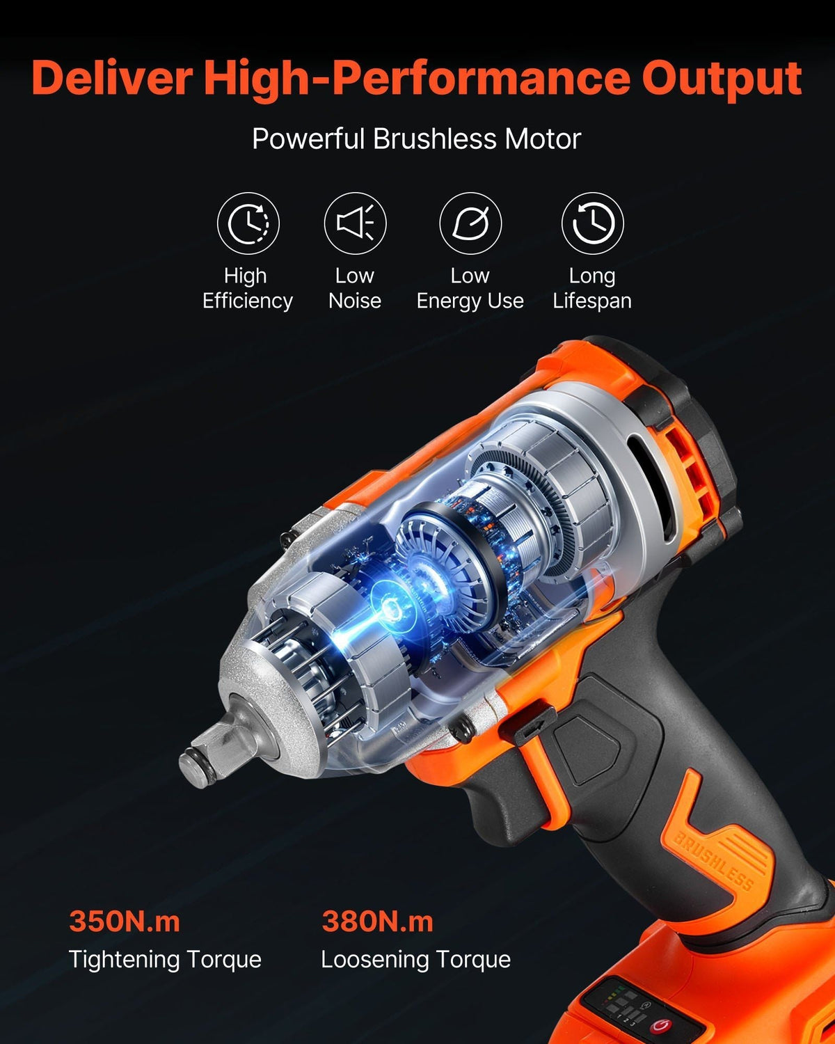 Cordless Impact Wrench 3/8 inch 20V Impact Wrench with 4Ah Battery and Charger