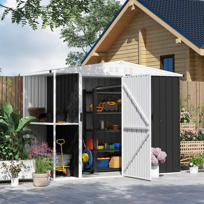 8 x 4ft Outdoor Garden Shed Metal Storage Shed with Air Vents and Lockable Door