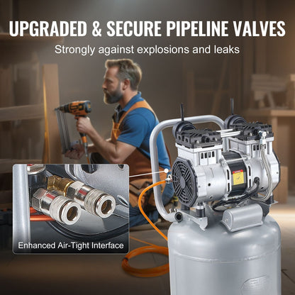 13 Gallon Air Compressor 2HP 4.6 SCFM@90PSI Oil Free Air Compressor Tank 125PSI Max Pressure