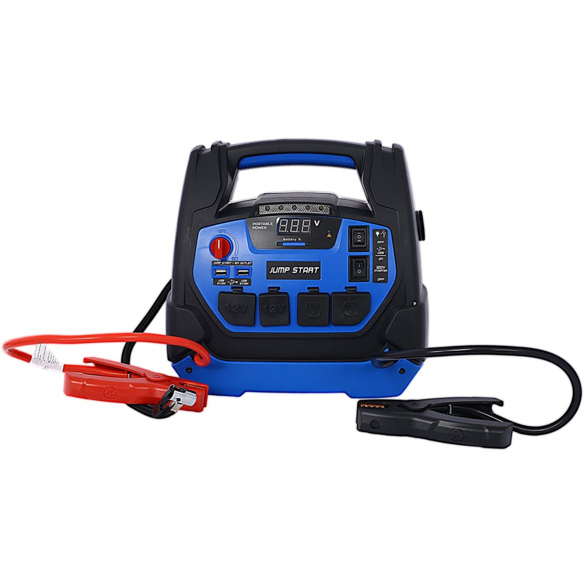Rechargeable Jump Starter for Gas Diesel Vehicles 1800 Amps with Air Compressor and Power Bank