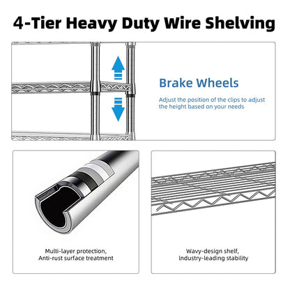 1000 lbs Storage Shelving Steel Heavy Duty 4-Tier Steel Organizer
