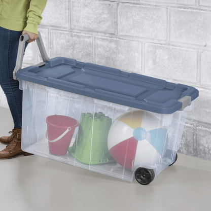 Extra Large Storage Bin 160 Quart Wheeled Clear Plastic Storage Container with Handle Pack of 2